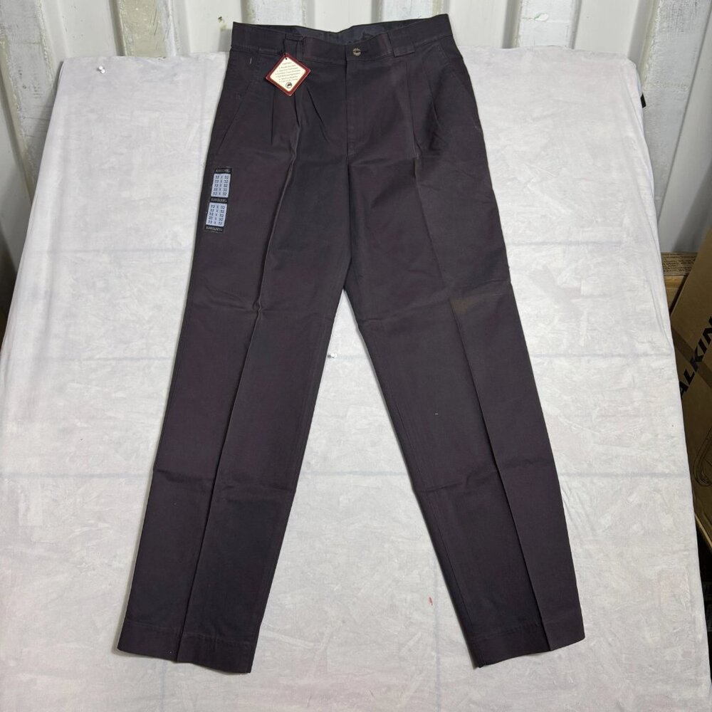 Savane Chino Pants Mens Black‎ Pleated Wrinkle Resistant Slash Pocket 33x32 NWT